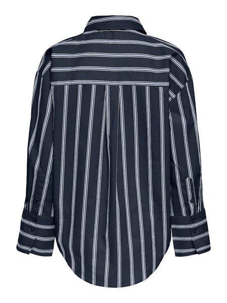 JDY Loose Fit Striped Shirt in Navy
