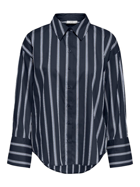 JDY Loose Fit Striped Shirt in Navy