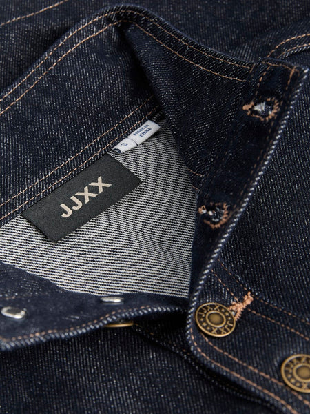 JJXX High Neck Denim Shirt in Dark Blue