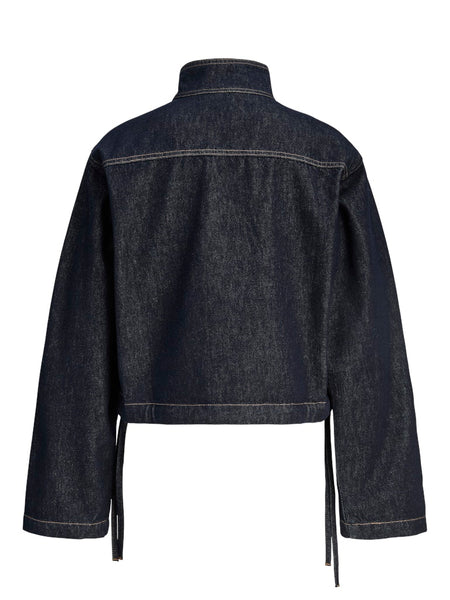 JJXX High Neck Denim Shirt in Dark Blue