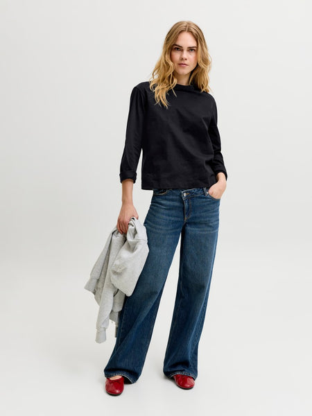 JJXX Long Sleeve Boxy Top in Black