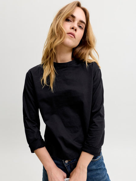 JJXX Long Sleeve Boxy Top in Black