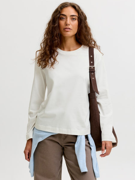 JJXX Long Sleeve Boxy Top in White