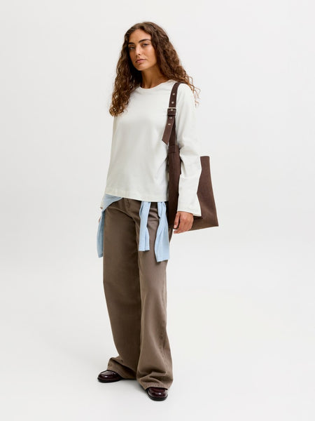 JJXX Long Sleeve Boxy Top in White
