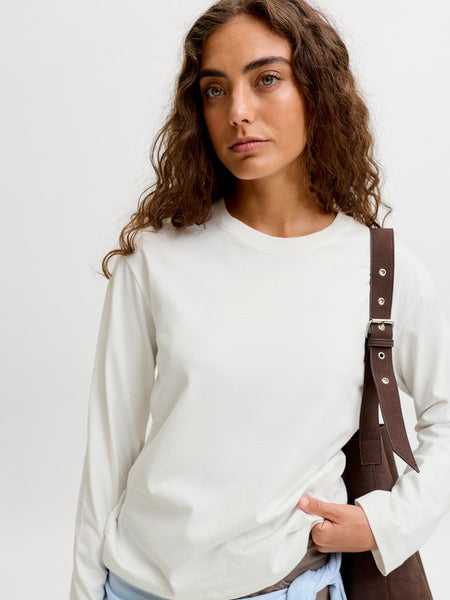 JJXX Long Sleeve Boxy Top in White