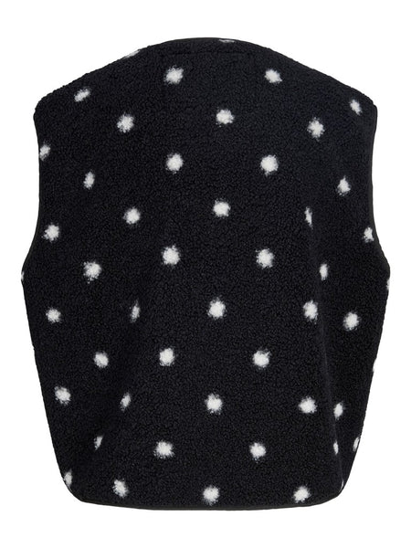 JJXX Polka-Dot Teddy Gilet in Black