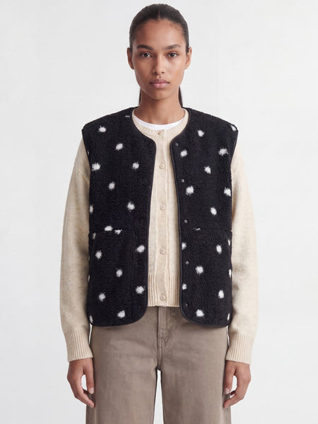 JJXX Polka-Dot Teddy Gilet in Black
