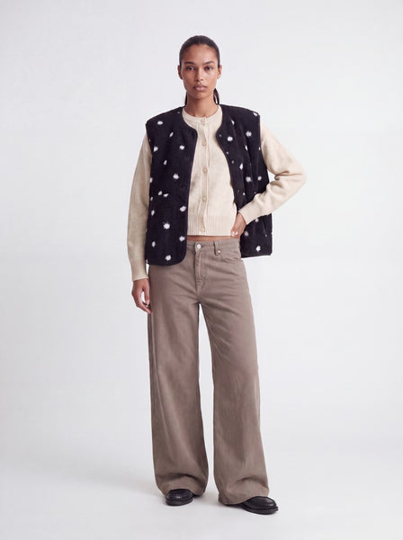 JJXX Polka-Dot Teddy Gilet in Black