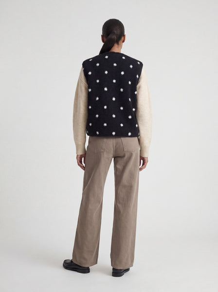 JJXX Polka-Dot Teddy Gilet in Black