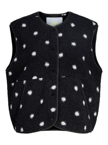 JJXX Polka-Dot Teddy Gilet in Black