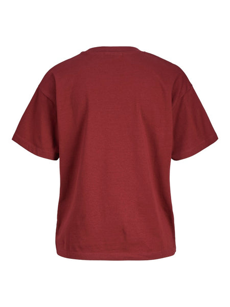 JJXX Printed Cowboy Hat T-Shirt in Maroon