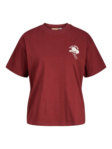JJXX Printed Cowboy Hat T-Shirt in Maroon
