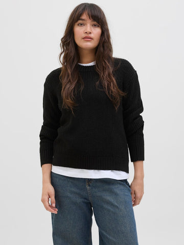 JJXX Crew Neck Knit Jumper in Black