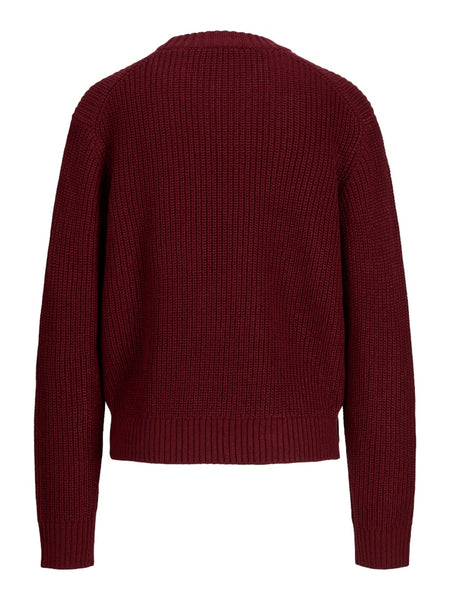 JJXX Crew Neck Knit Jumper in Maroon