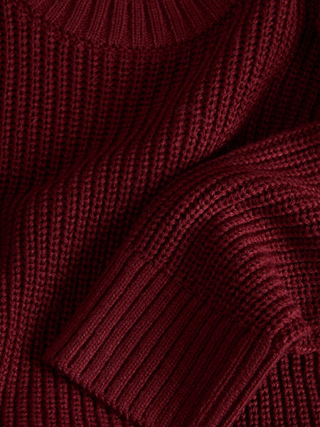 JJXX Crew Neck Knit Jumper in Maroon