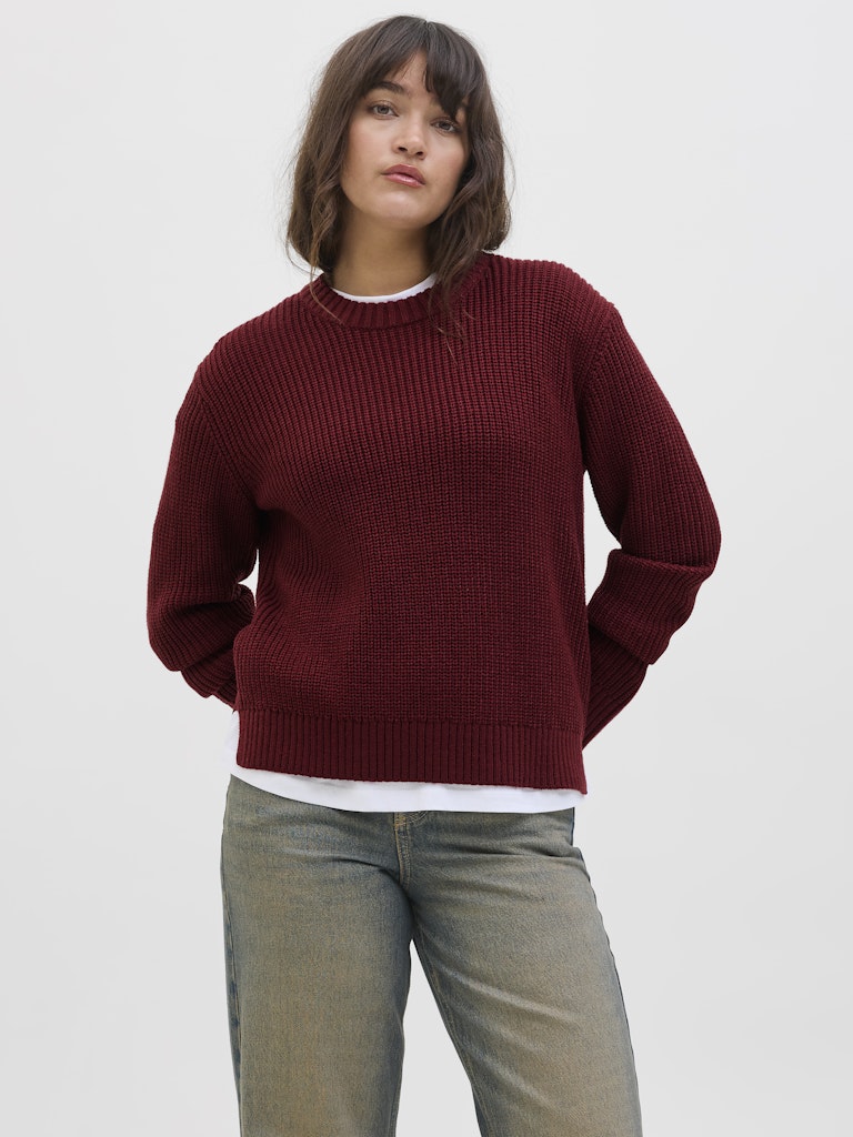 JJXX Crew Neck Knit Jumper in Maroon