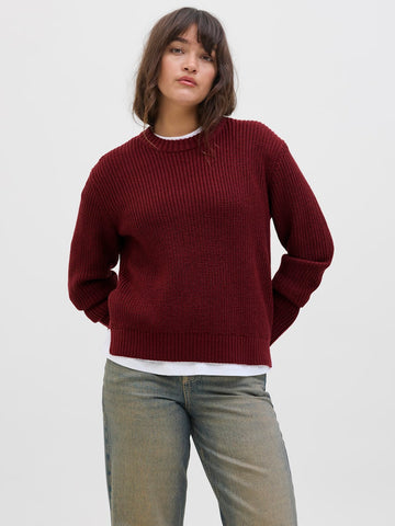 JJXX Crew Neck Knit Jumper in Maroon
