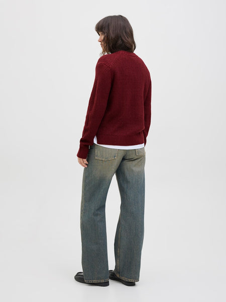 JJXX Crew Neck Knit Jumper in Maroon