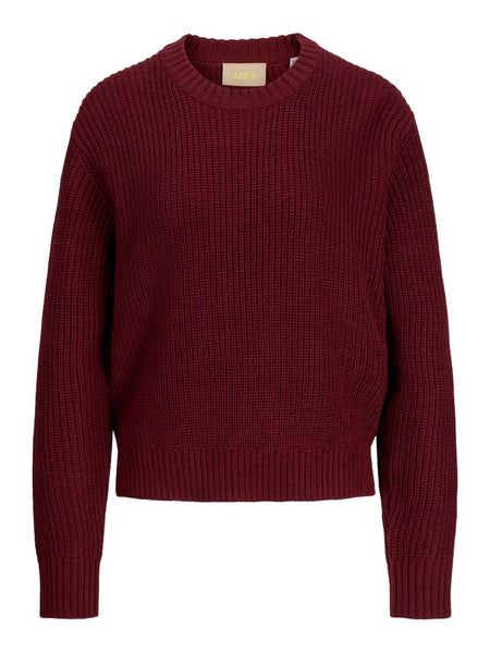 JJXX Crew Neck Knit Jumper in Maroon
