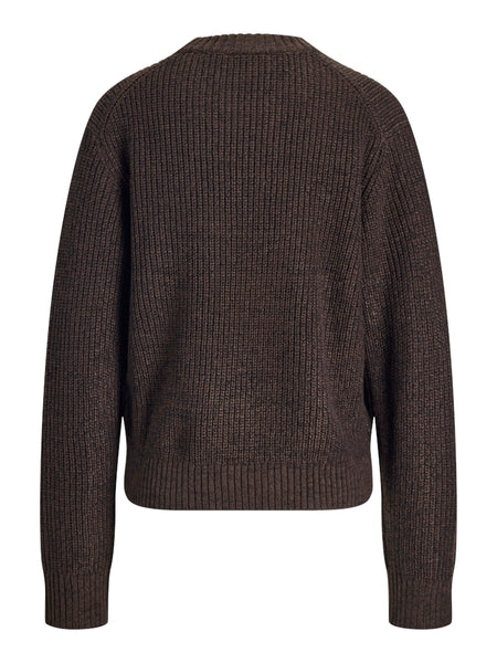 JJXX Crew Neck Knit Jumper in Chocolate Brown