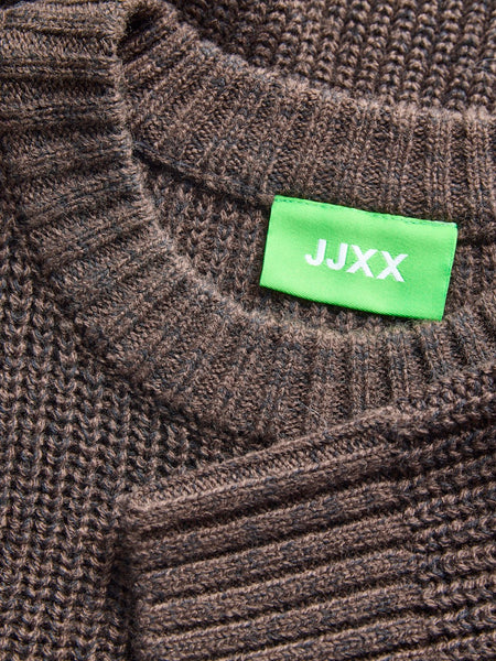 JJXX Crew Neck Knit Jumper in Chocolate Brown