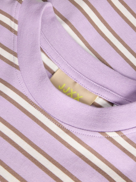 JJXX Striped "Off Limits" T-Shirt in Lilac