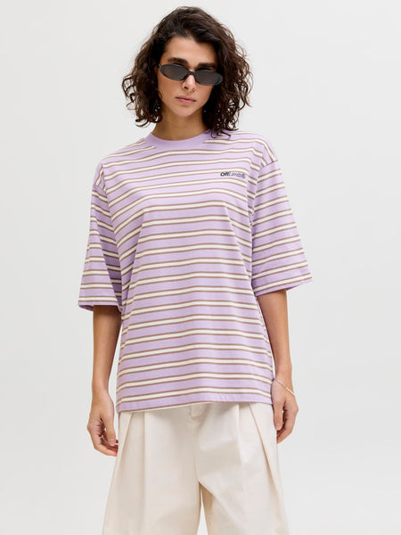 JJXX Striped "Off Limits" T-Shirt in Lilac