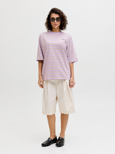 JJXX Striped "Off Limits" T-Shirt in Lilac