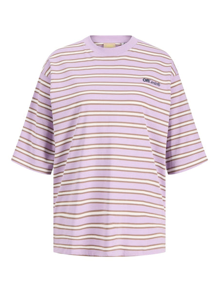 JJXX Striped "Off Limits" T-Shirt in Lilac
