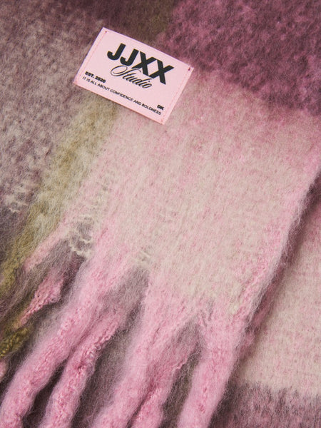 JJXX Checked Knit Scarf in Pink