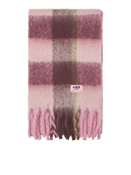 JJXX Checked Knit Scarf in Pink