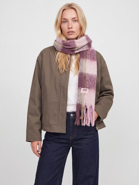 JJXX Checked Knit Scarf in Pink