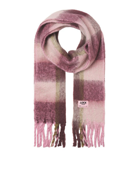 JJXX Checked Knit Scarf in Pink