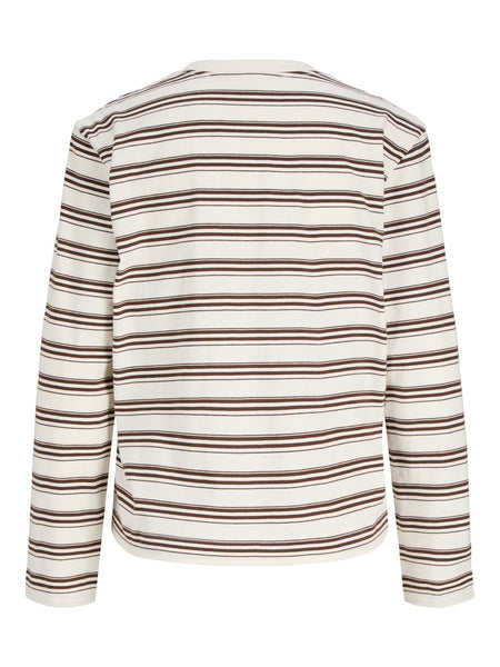 JJXX Long Sleeve Striped Boxy Top in Cream