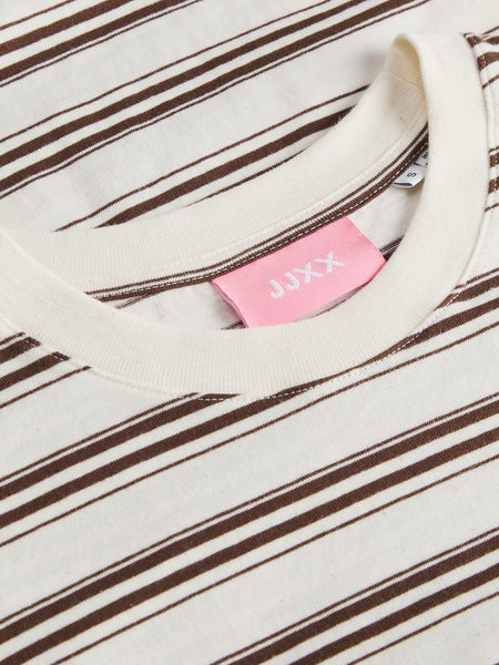 JJXX Long Sleeve Striped Boxy Top in Cream
