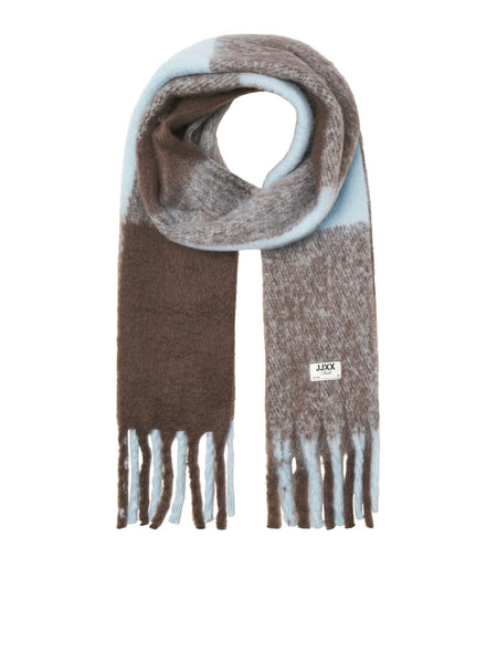 JJXX Block Colour Knit Scarf in Brown