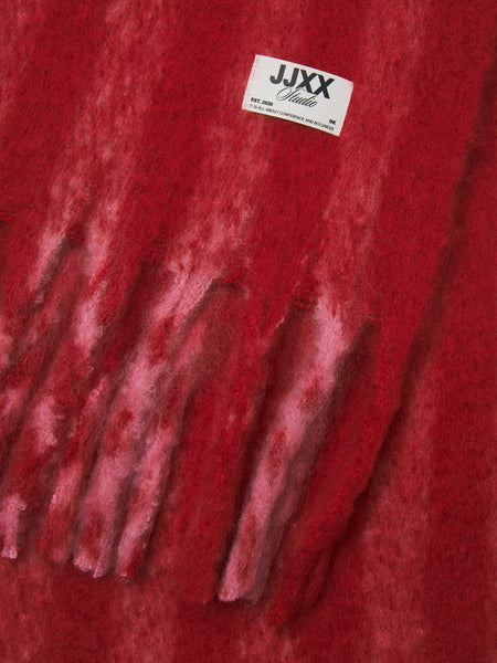 JJXX Striped Knit Scarf in Red