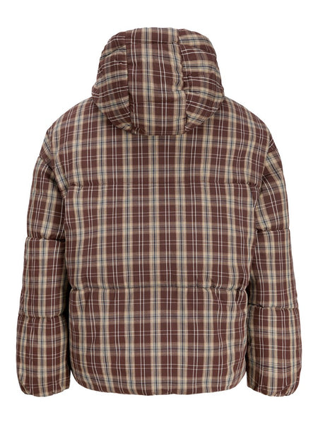 JJXX Checked Puffer Jacket in Brown