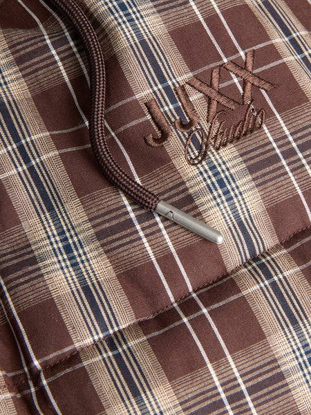 JJXX Checked Puffer Jacket in Brown