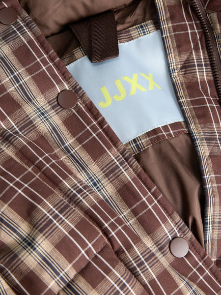 JJXX Checked Puffer Jacket in Brown