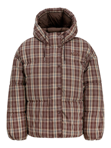 JJXX Checked Puffer Jacket in Brown