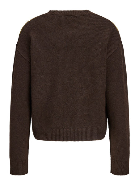JJXX Argyle Print Knit Jumper in Brown
