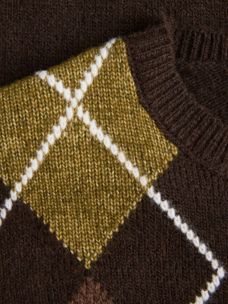 JJXX Argyle Print Knit Jumper in Brown