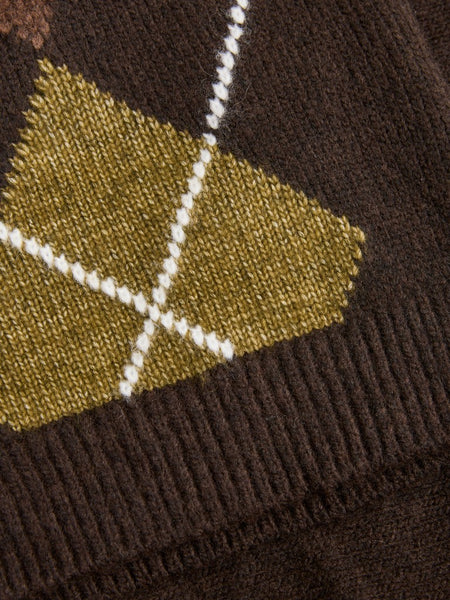 JJXX Argyle Print Knit Jumper in Brown