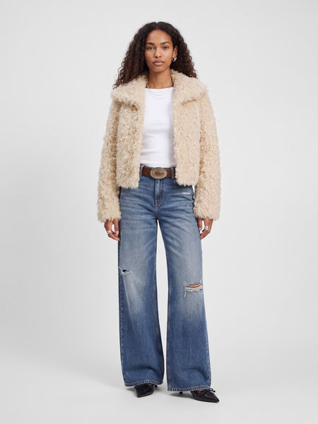 JJXX Short Fur Jacket in Cream