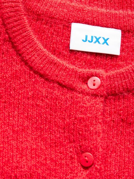 JJXX Short Sleeve Knit Cardigan in Red