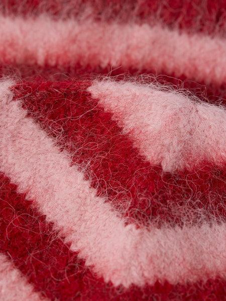 JJXX Striped Knit Beanie in Red
