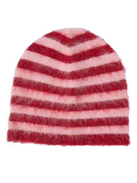 JJXX Striped Knit Beanie in Red