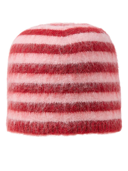 JJXX Striped Knit Beanie in Red
