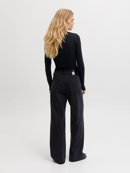 JJXX Wide Leg Rhinestone Jeans in Black